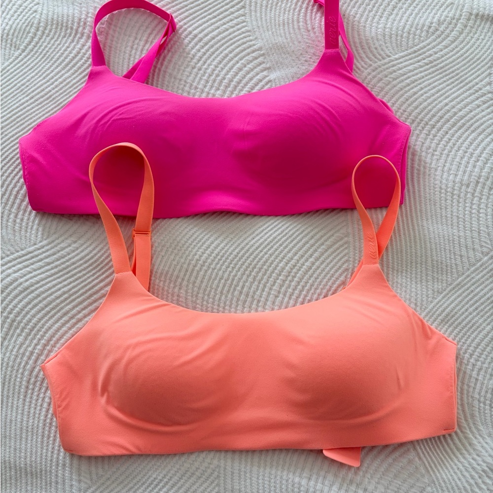 Aerie Smoothez Bralette Set — Neon Pink & Orange — Size S — Gently Worn